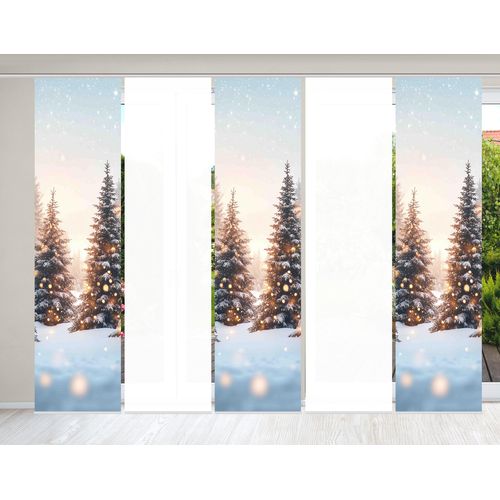 4056751548267 - Schiebegardine HOME WOHNIDEEN SCHNEETANNEN beige (natur) B60cm H245cm Polyester Gardinen SET Schiebewand Dekostoff Digitaldruck