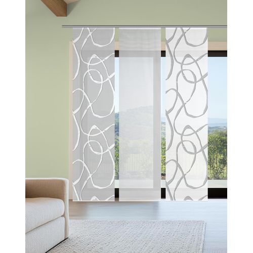 4056751541909 - Schiebegardine VISION S OPHELIA KOMBI grau B60cm H260cm Polyester Gardinen SchiebevorhangBambusoptikDigitaldruckSET