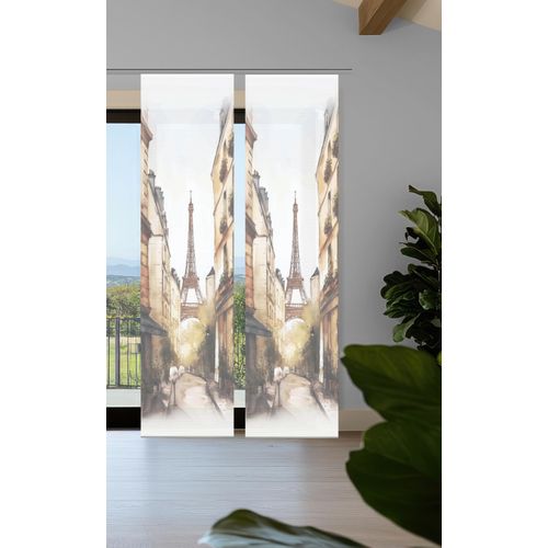 4056751541398 - Schiebegardine HOME IN GREEN FRANCQ beige (natur) B60cm H245cm Polyester Gardinen Bambusoptik SET recycelt Digitaldruck