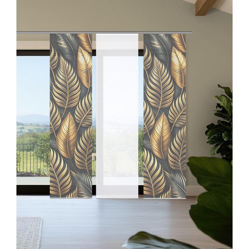 4056751541206 - Schiebegardine HOME IN GREEN EDRIC gold (goldfarben) B60cm H245cm Polyester Gardinen Bambusoptik SET recycelt Digitaldruck