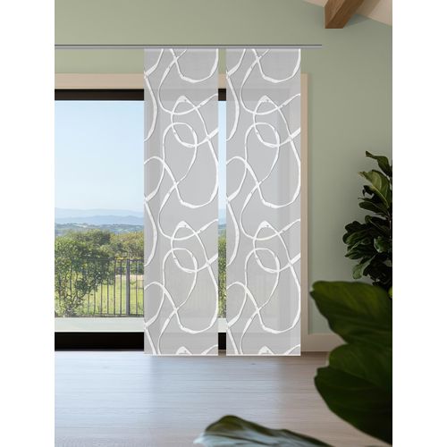 4056751541800 - Schiebegardine VISION S OPHELIA grau (hellgrau) B60cm H260cm Polyester Gardinen SchiebevorhangBambusoptikDigitaldruckSET