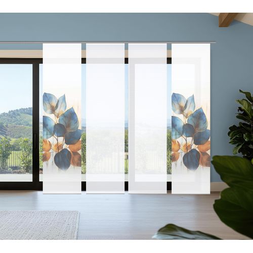 4056751541367 - Schiebegardine HOME IN GREEN THALIN blau B60cm H245cm Polyester Gardinen Bambusoptik SET recycelt Digitaldruck