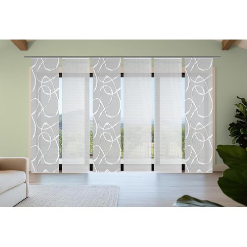 4056751541886 - Schiebegardine VISION S OPHELIA grau (hellgrau) B60cm H260cm Polyester Gardinen SchiebevorhangBambusoptikDigitaldruckSET