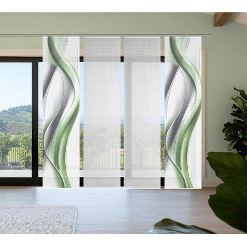 4056751541602 - Schiebegardine VISION S CARA grün B60cm H260cm Polyester Gardinen SchiebevorhangBambusoptikDigitaldruckSET