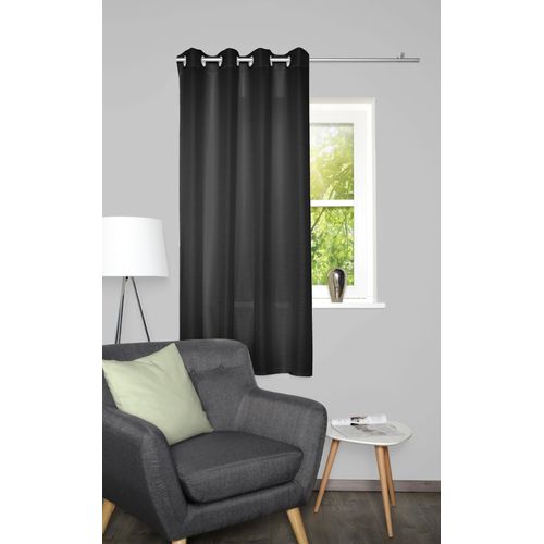 4056751518628 - Vorhang HOME BASICS BENOGA schwarz B135cm H175cm Polyester Gardinen Ösenschal Uni Dekostruktur