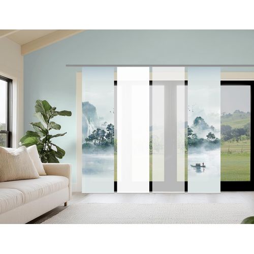 4056751542104 - Schiebegardine HOME WOHNIDEEN VITNAM grün B60cm H245cm Polyester Gardinen Schiebewand Seidenoptik SET Digitaldruck