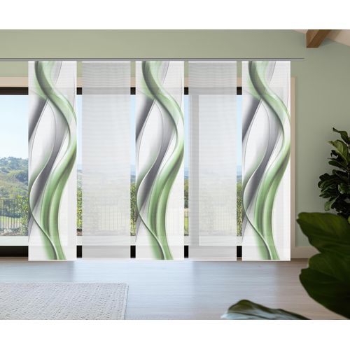 4056751541633 - Schiebegardine VISION S CARA grün B60cm H260cm Polyester Gardinen SchiebevorhangBambusoptikDigitaldruckSET