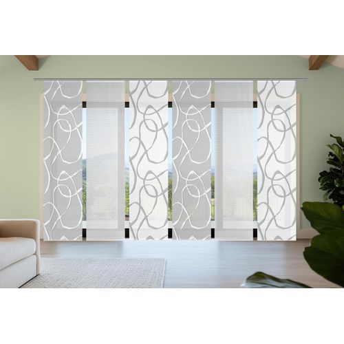 4056751541930 - Schiebegardine VISION S OPHELIA KOMBI grau B60cm H260cm Polyester Gardinen SchiebevorhangBambusoptikDigitaldruckSET