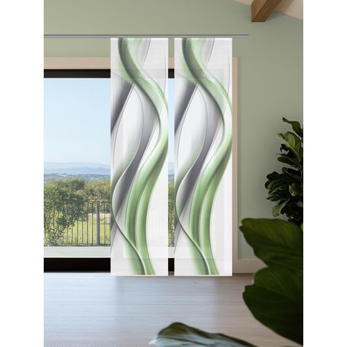 4056751541541 - Schiebegardine VISION S CARA grün B60cm H260cm Polyester Gardinen SchiebevorhangBambusoptikDigitaldruckSET