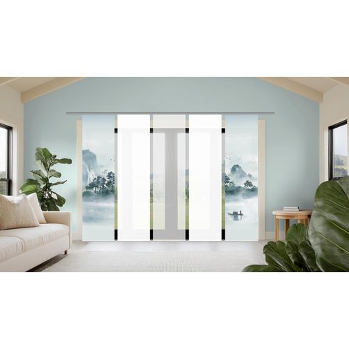 4056751542111 - Schiebegardine HOME WOHNIDEEN VITNAM grün B60cm H245cm Polyester Gardinen Schiebewand Seidenoptik SET Digitaldruck 4056751542111 - Schiebegardine HOME WOHNIDEEN VITNAM grün B60cm H245cm Polyester Gardinen Schiebewand Seidenoptik SET Digitaldruck