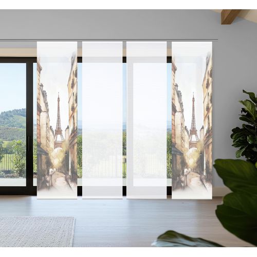 4056751541411 - Schiebegardine HOME IN GREEN FRANCQ beige (natur) B60cm H245cm Polyester Gardinen Bambusoptik SET recycelt Digitaldruck