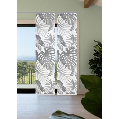 4056751541695 - Schiebegardine VISION S SANJA grau B60cm H260cm Polyester Gardinen SchiebevorhangBambusoptikDigitaldruckSET