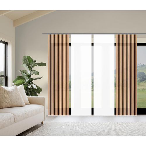 4056751542302 - Schiebegardine HOME WOHNIDEEN PANILO braun B60cm H245cm Polyester Gardinen Schiebewand Seidenoptik SET Digitaldruck