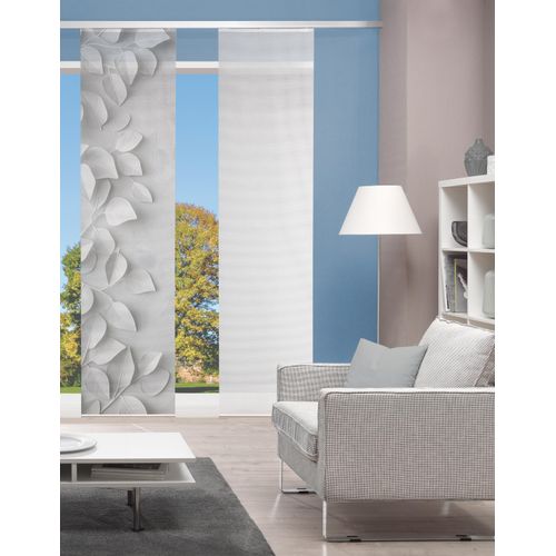 4056751538534 - Schiebegardine VISION S RIXA Gr 1 grau B60cm H260cm Polyester Gardinen Schiebevorhang Bambusoptik Digitaldruck