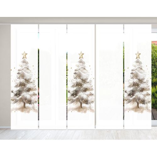 4056751548243 - Schiebegardine HOME WOHNIDEEN CHRISTMAS TREE beige (natur) B60cm H245cm Polyester Gardinen SET Schiebewand Dekostoff Digitaldruck