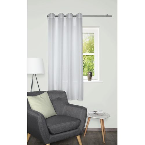 4056751522014 - Vorhang HOME BASICS BENOGA silberfarben B135cm H175cm Polyester Gardinen Ösenschal Uni Dekostruktur