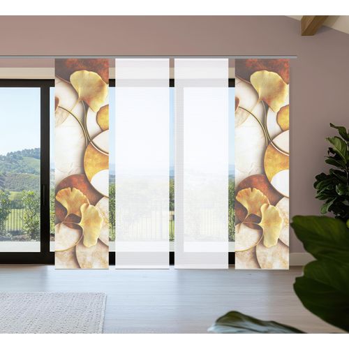 4056751541169 - Schiebegardine HOME IN GREEN STORM goldfarben B60cm H245cm Polyester Gardinen Bambusoptik SET recycelt Digitaldruck 4056751541169 - Schiebegardine HOME IN GREEN STORM goldfarben B60cm H245cm Polyester Gardinen Bambusoptik SET recycelt Digitaldruck