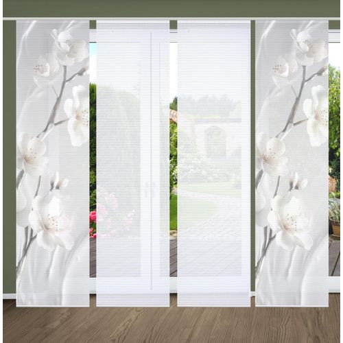 4056751515580 - Schiebegardine HOME IN GREEN LAIRA Gr 1 beige (naturfarben) B60cm H245cm Polyester Gardinen SET DIGITALDRUCKBAMBUSOPTIK RECYCELT