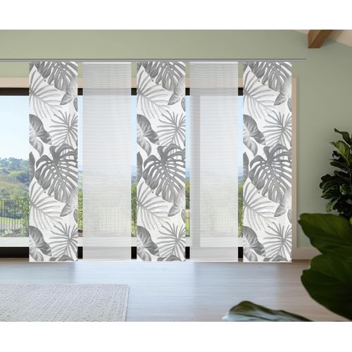 4056751541756 - Schiebegardine VISION S SANJA grau B60cm H260cm Polyester Gardinen SchiebevorhangBambusoptikDigitaldruckSET