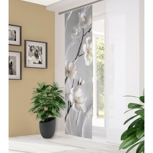 4056751514132 - Schiebegardine HOME IN GREEN LAIRA Gr 1 beige (naturfarben) B60cm H245cm Polyester Gardinen DIGITALBEDRUCKT BAMBUSOPTIK RECYCELT