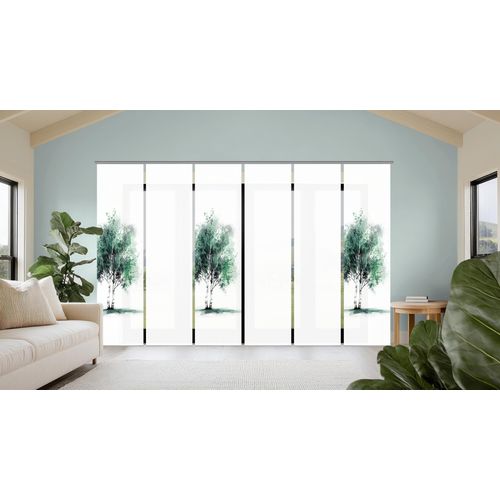 4056751542456 - Schiebegardine HOME WOHNIDEEN TREE grün B60cm H245cm Polyester Gardinen Schiebewand Seidenoptik SET Digitaldruck