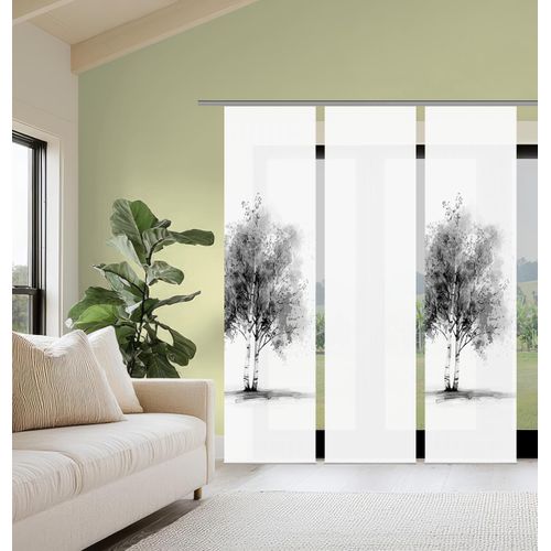 4056751542135 - Schiebegardine HOME WOHNIDEEN TREE grau B60cm H245cm Polyester Gardinen Schiebewand Seidenoptik SET Digitaldruck 4056751542135 - Schiebegardine HOME WOHNIDEEN TREE grau B60cm H245cm Polyester Gardinen Schiebewand Seidenoptik SET Digitaldruck