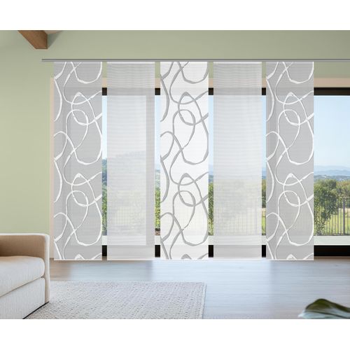 4056751541923 - Schiebegardine VISION S OPHELIA KOMBI grau B60cm H260cm Polyester Gardinen SchiebevorhangBambusoptikDigitaldruckSET