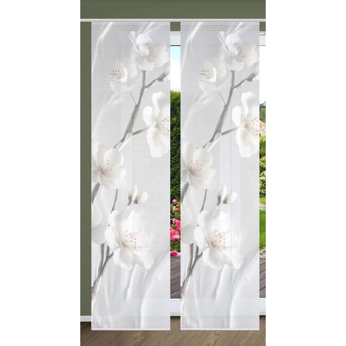 4056751515566 - Schiebegardine HOME IN GREEN LAIRA Gr 1 beige (naturfarben) B60cm H245cm Polyester Gardinen SET DIGITALDRUCKBAMBUSOPTIK RECYCELT