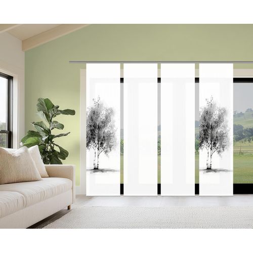 4056751542142 - Schiebegardine HOME WOHNIDEEN TREE grau B60cm H245cm Polyester Gardinen Schiebewand Seidenoptik SET Digitaldruck 4056751542142 - Schiebegardine HOME WOHNIDEEN TREE grau B60cm H245cm Polyester Gardinen Schiebewand Seidenoptik SET Digitaldruck