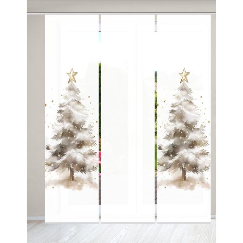 4056751548236 - Schiebegardine HOME WOHNIDEEN CHRISTMAS TREE beige (natur) B60cm H245cm Polyester Gardinen SET Schiebewand Dekostoff Digitaldruck