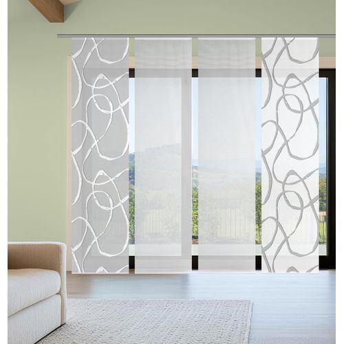 4056751541916 - Schiebegardine VISION S OPHELIA KOMBI grau B60cm H260cm Polyester Gardinen SchiebevorhangBambusoptikDigitaldruckSET