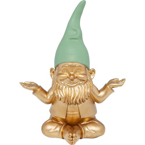 4025621615897 - Dekofigur DESIGN Deko Figur Zwerg Meditation gold (goldfarben) B15cm H19cm T10cm Kunststoff Polyresin Dekofiguren