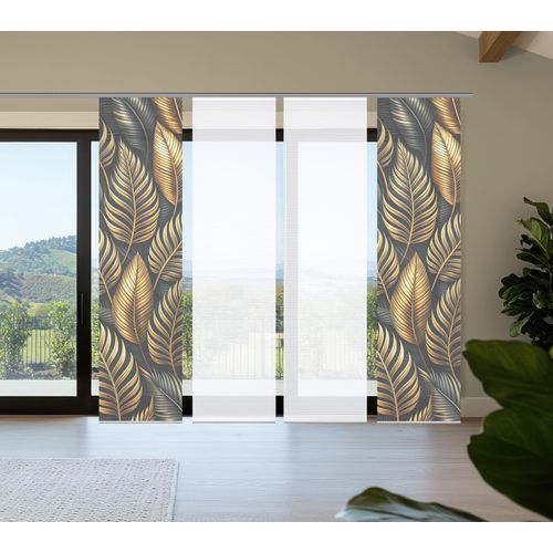 4056751541213 - Schiebegardine HOME IN GREEN EDRIC gold (goldfarben) B60cm H245cm Polyester Gardinen Bambusoptik SET recycelt Digitaldruck