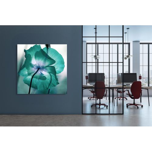 4067437130492 - XXL-Wandbild QUEENCE Akustikbild Blüte in Türkis farbe bild(er) grün B100cm H100cm T25cm Polyester Bilder Einfache Akustiklösung ohne Baumaßnahme Schalldämmung Paneele