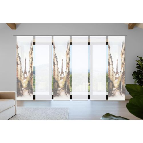 4056751541435 - Schiebegardine HOME IN GREEN FRANCQ beige (natur) B60cm H245cm Polyester Gardinen Bambusoptik SET recycelt Digitaldruck