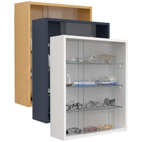 4051814440274 - Glasvitrine hängend Vitrine Glas mit ESG-Sicherheitsglas Maße ca H 60 x B 50 x T 15 cm Hängevitrine Glas Modern und platzsparend Glas Vitrinenschrank - Drivalo M