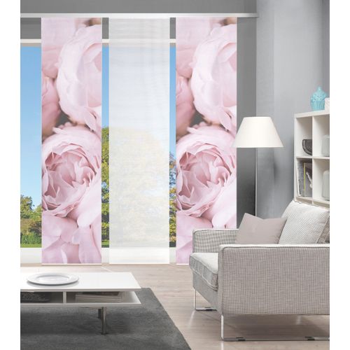 4056751384858 - Schiebegardine VISION S ROSANA 3er SET Gr 1 rosa (rosé) B60cm H260cm Polyester Gardinen Bambus-Optik Digital bedruckt