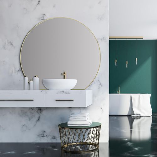 4250312121894 - - Picasso Spiegel gold ø 100 cm - mit hochwertigem Aluminiumrahmen für stilvolles Ambiente - Perfekter Badezimmerspiegel Rund der Eleganz und 4250312121894 - - Picasso Spiegel gold ø 100 cm - mit hochwertigem Aluminiumrahmen für stilvolles Ambiente - Perfekter Badezimmerspiegel Rund der Eleganz und