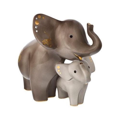 4005169362330 - Dekofigur GOEBEL Elephant - Kindani & Latika Dekofiguren Gr B H T 24 cm x 20 cm x 125 cm grau Weihnachtsengel Weihnachtsfiguren Sammelfigur Tierfigur