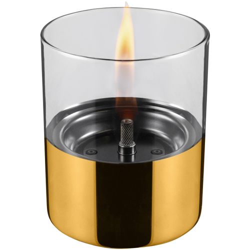 7090037730059 - Tischfeuer TENDERFLAME LILLY gold (goldfarben) B10cm H12cm L10cm Ø10cm Edelstahl Glas Dekokamine mit Glasumfassung