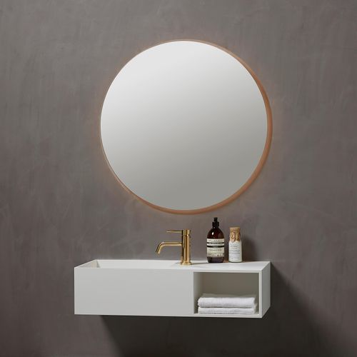 5705387006793 - Badspiegel LOEVSCHALL Nibe Rund Badezimmerspiegel mit LED Beleuchtung Lichtspiegel silber (silberfarben) Spiegel B H T 80cm x 80cm x 3cm Modern Badspiegel mit Beleuchtung Dänisches Design B80cm H80cm T3cm