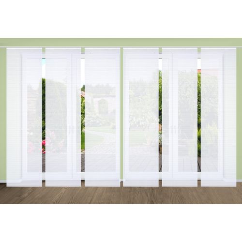 4056751437820 - Schiebegardine HOME IN GREEN ROMOLUS Gr 1 weiß B60cm H245cm Polyester Gardinen SET DIGITALDRUCKBAMBUSOPTIK RECYCELT