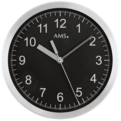 4037445140493 - Funkwanduhr AMS F5911 silber (silberfarben) Wanduhren B H L 4cm QuarzMetallGlasWohnzimmerEsszimmerKücheArbeitszimmerBüroFlur