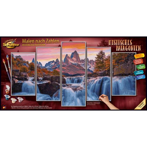 4000887949139 - Malen nach Zahlen SCHIPPER Meisterklasse Polyptychon - Mystisches Patagonien bunt Malvorlagen KinderB26cm H48cm Made in Germany B26cm H48cm