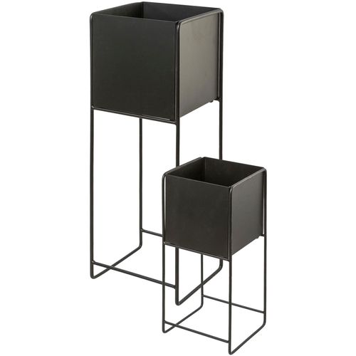 4064118357858 - Übertopf CREATIV HOME Pflanzgefäß schwarz B20cm H70cm T20cm Metall Pflanzgefäße
