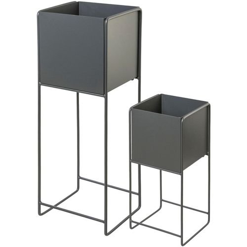 4064118357841 - Übertopf CREATIV HOME Pflanzgefäß grau B20cm H70cm T20cm Metall Pflanzgefäße 4064118357841 - Übertopf CREATIV HOME Pflanzgefäß grau B20cm H70cm T20cm Metall Pflanzgefäße