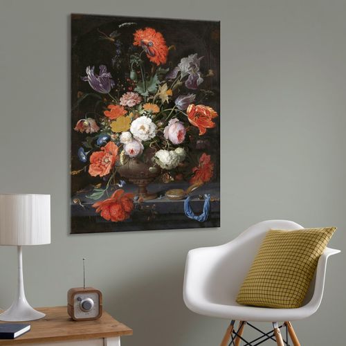 5011583343564 - Leinwandbild ART FOR THE HOME Rijksmuseum Albert Mignon bunt (farbe bild(er) rosa blau grün rot schwarz) B70cm H70cm T3cm Leinwand Bilder Stillleben Blumen Uhr 100 x 70 cm