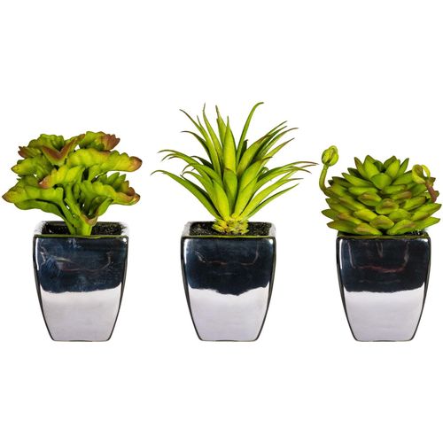 4064118842507 - Kunstpflanze Loreen Kunstpflanzen Gr B H L 7 cm x 13 cm x 7 cm 3 St grün Künstliche Zimmerpflanze Zimmerpflanzen im Topf 3er Set