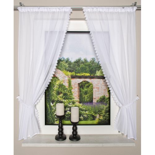 4056751251983 - Scheibengardine HOME WOHNIDEEN LEONA Gr 1 weiß B75cm H125cm Polyester Gardinen HxB 125x75