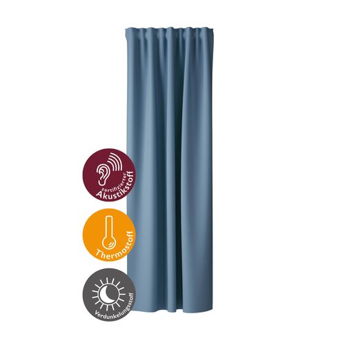 4043343595440 - Vorhang Galdin Gr 1 blau (bleu) B140cm H245cm Polyester Gardinen Verdunklungsvorhang blickdicht Thermo Energiesparend